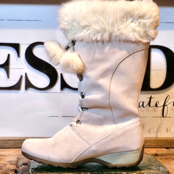 Sporto Lila Waterproof Thermolite Light Pink Winter White Wedge Boot Wmns Sz 10 - Picture 3 of 12